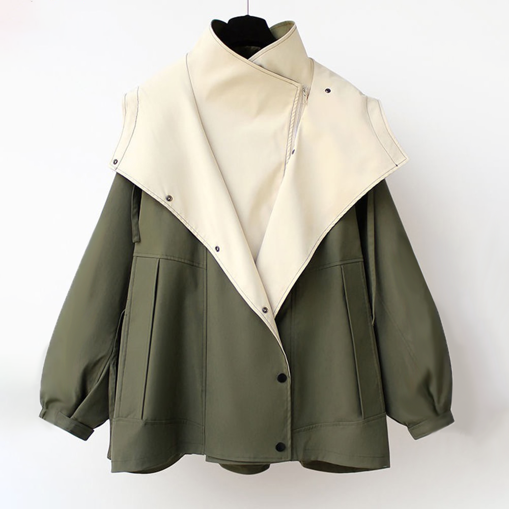 Amara Chic - Trenchcoat vert élégant pour femme en saison de transition