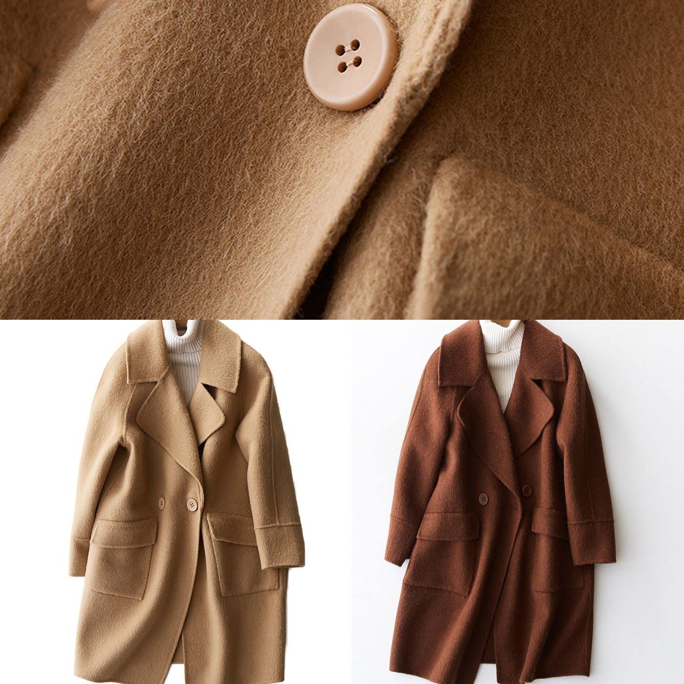 Clara Chic - Manteau d'hiver kaki avec grandes poches confortables