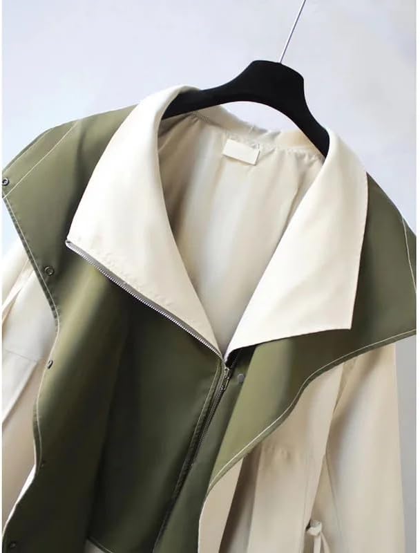 Amara Chic - Trenchcoat vert élégant pour femme en saison de transition