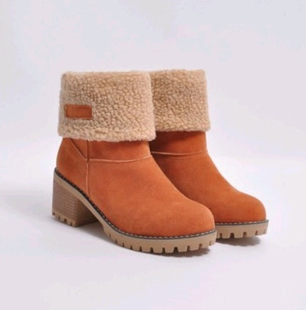 ChicBotanique - Bottes neige en daim à talons épais et tubulaires