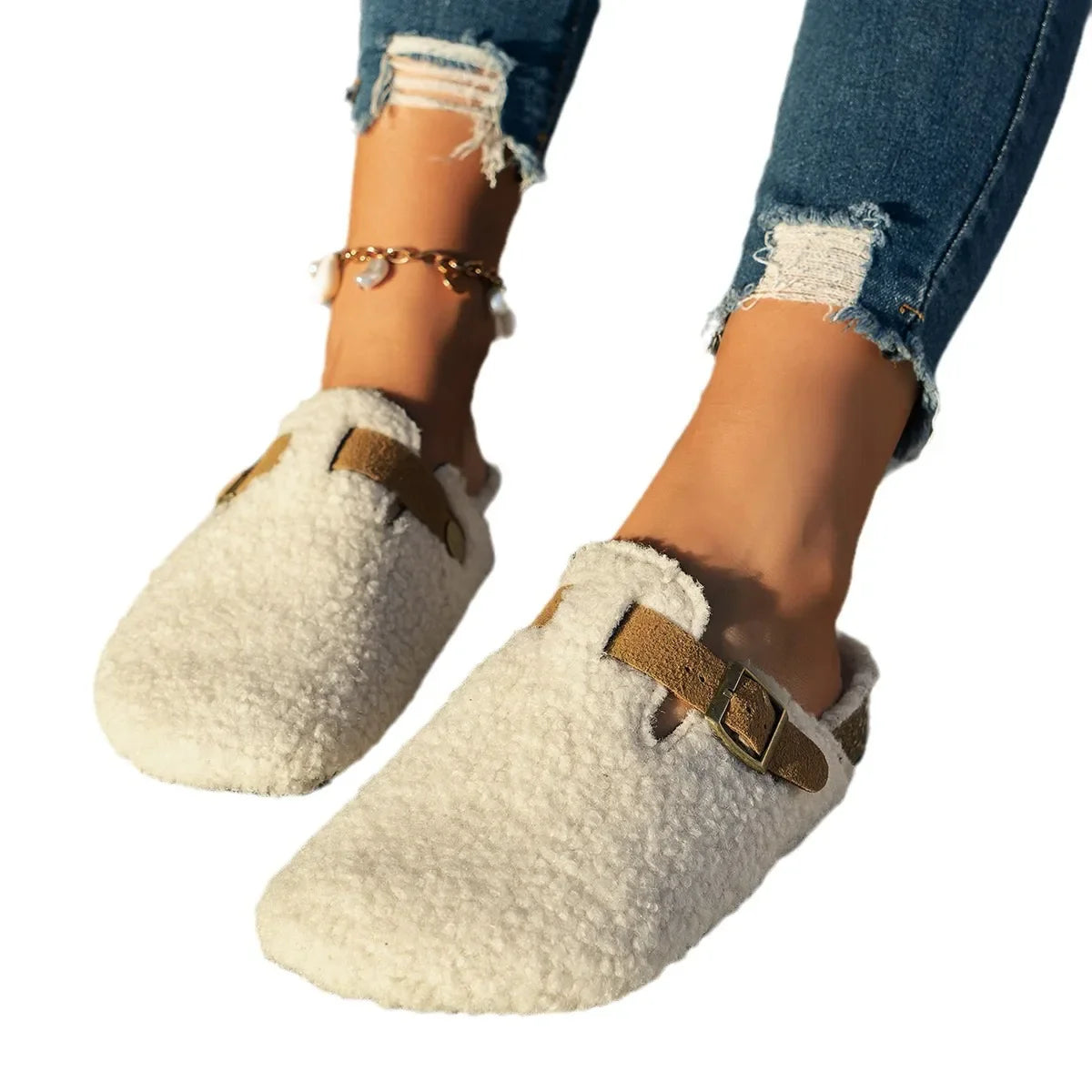 DouceChaleur - Chaussons Épais et Fluffy en Laine d'Agneau pour l'Hiver