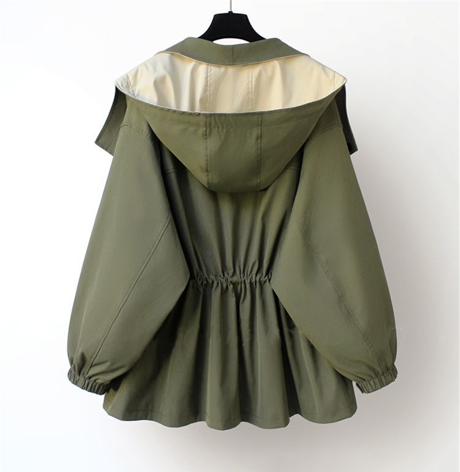 Amara Chic - Trenchcoat vert élégant pour femme en saison de transition