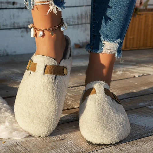 DouceChaleur - Chaussons Épais et Fluffy en Laine d'Agneau pour l'Hiver